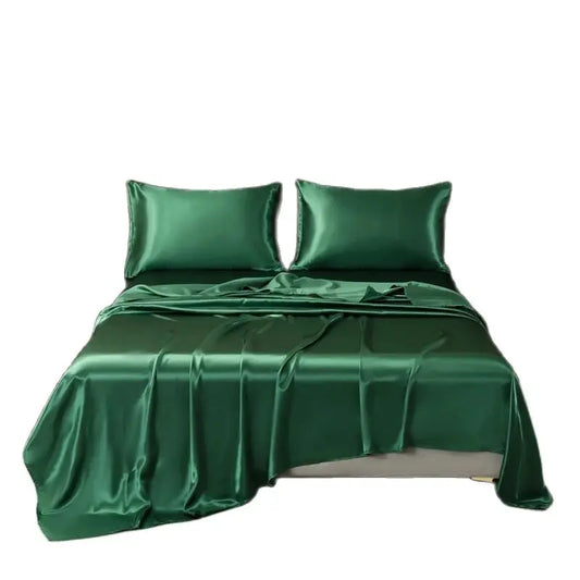 Sheet set-satin silk bedding-sheets and pillowcases-deep pockets-easy fit-breathable soft hotel sheets-3-piece set